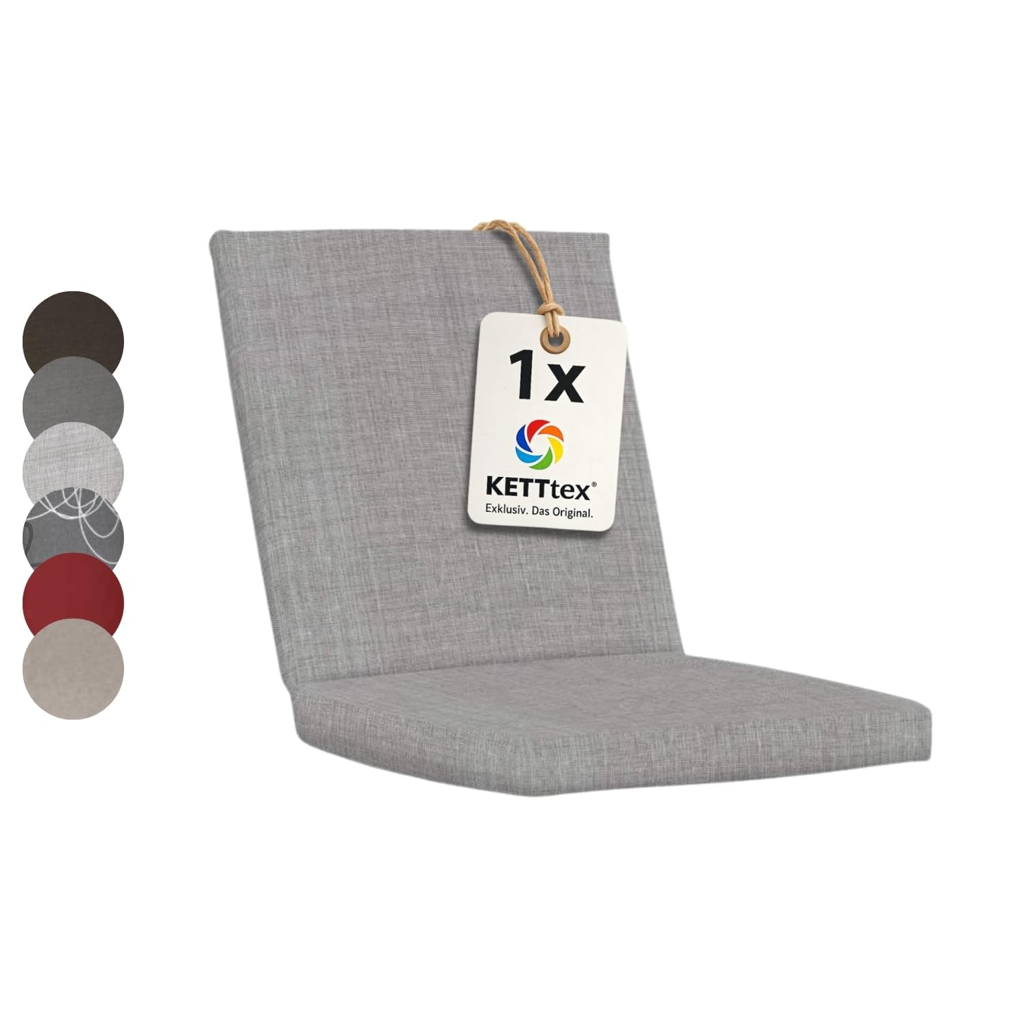 KETTtex Comfort Auflage Niederlehner Silbergrau I Gartenstuhl Polster 100x50x4/7cm I hochwertige und Pflegeleichte Sesselauflage I Wetter- und formbeständige Stuhlauflage I KTH2 Sitzauflage
