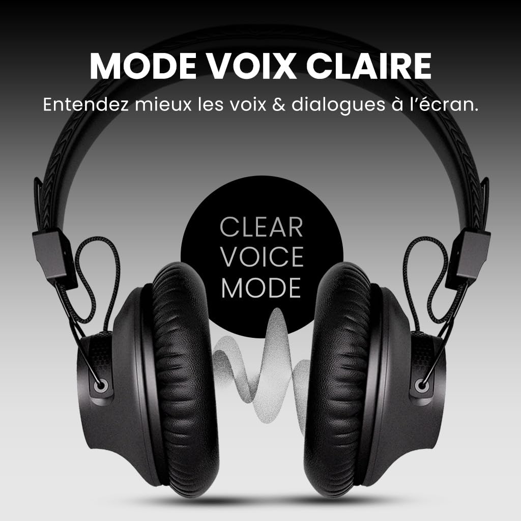 Avantree Audition 3 – Casque Bluetooth 5.3 Over-Ear avec Base