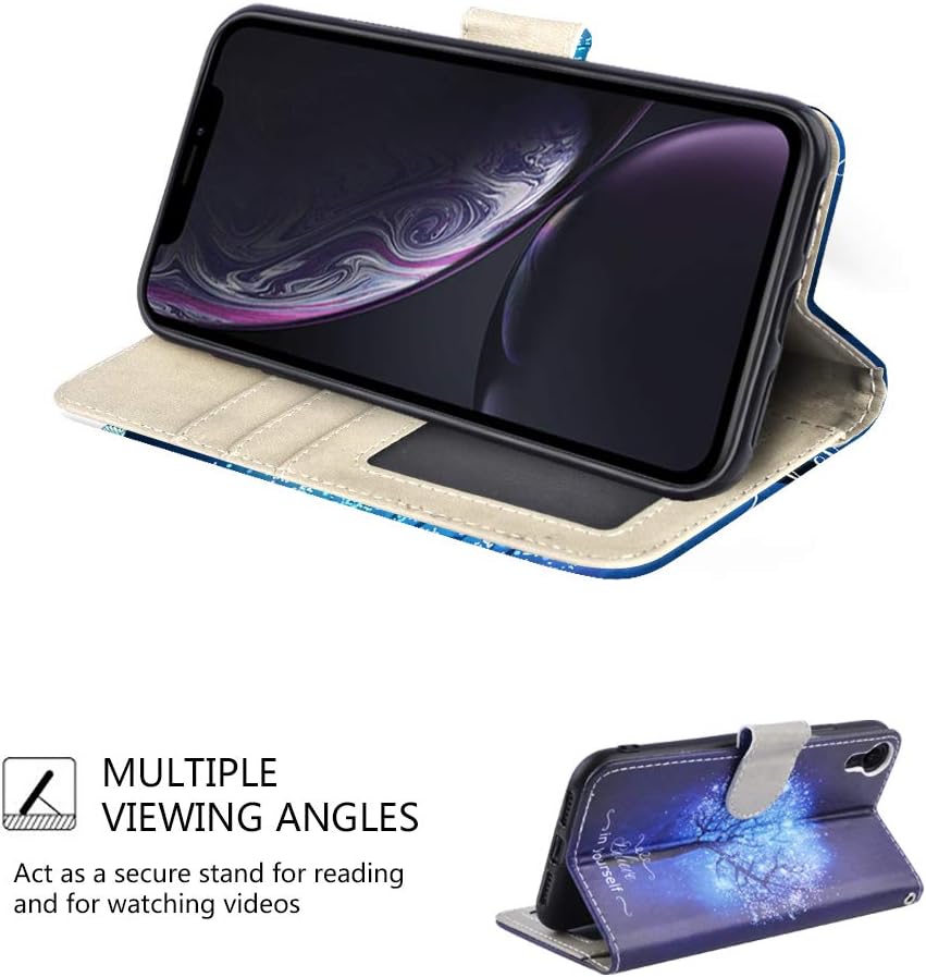 UrSpeedtekLive iPhone XR Case 6.1 inch(2018), iPhone XR Premium PU Leather Wristlet Flip Wallet Case Cover with Card Slots & Stand-Believe