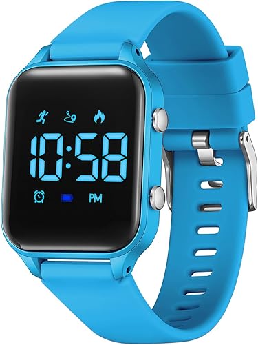 Relojes digitales para niños y niñas, reloj deportivo con rastreador de fitness, podómetro, reloj despertador, cronómetro, no necesita aplicación,