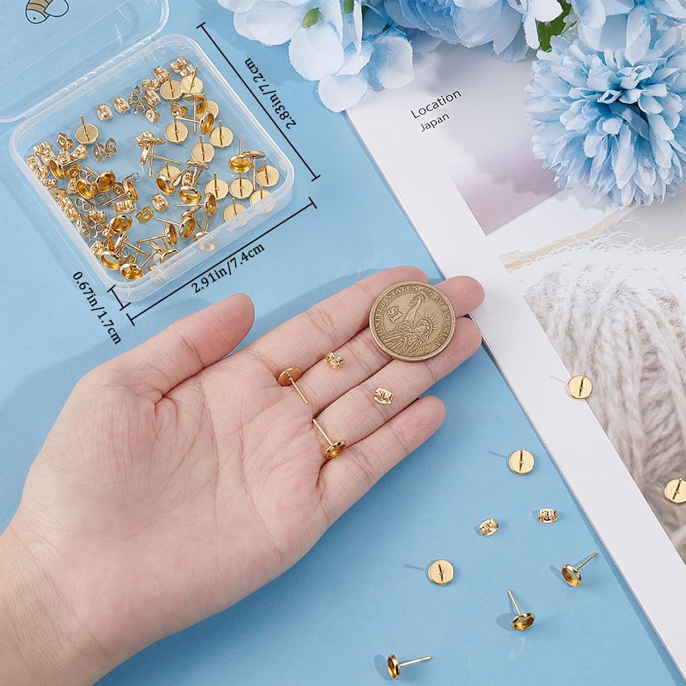 Castoni Per Orecchini In Oro 18K - 50 Pezzi Con Vassoio E Supporti - Per Creazioni Bijoux E Cabochon - Diametro 10 Mm - Foto 12