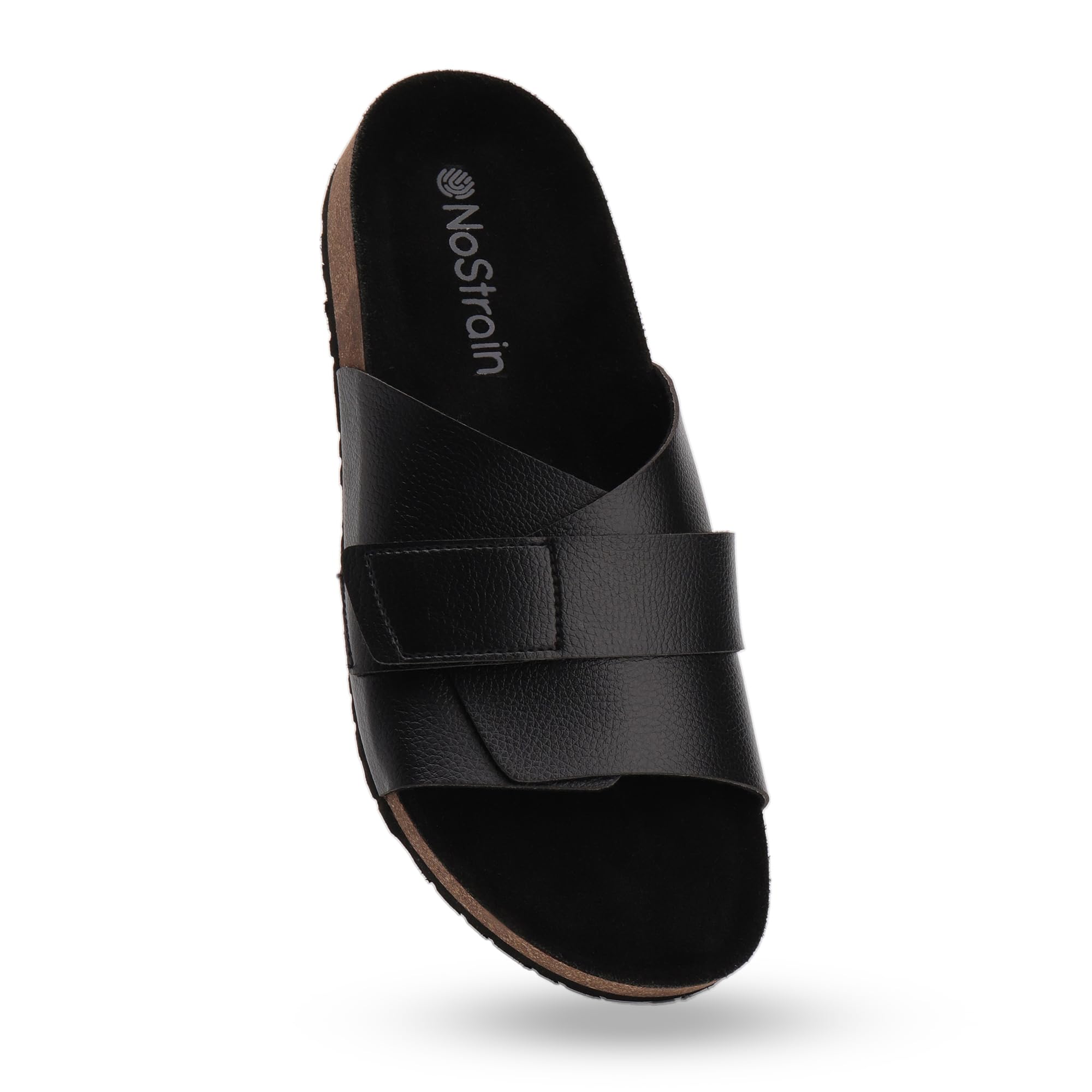 nostrain Men's Double-Layered Cork Sandals | Premium Synthetic Leather Upper | Cork & Natural Rubber Midsole | Suede Insole | Adjustable Hook & Loop-picture-13