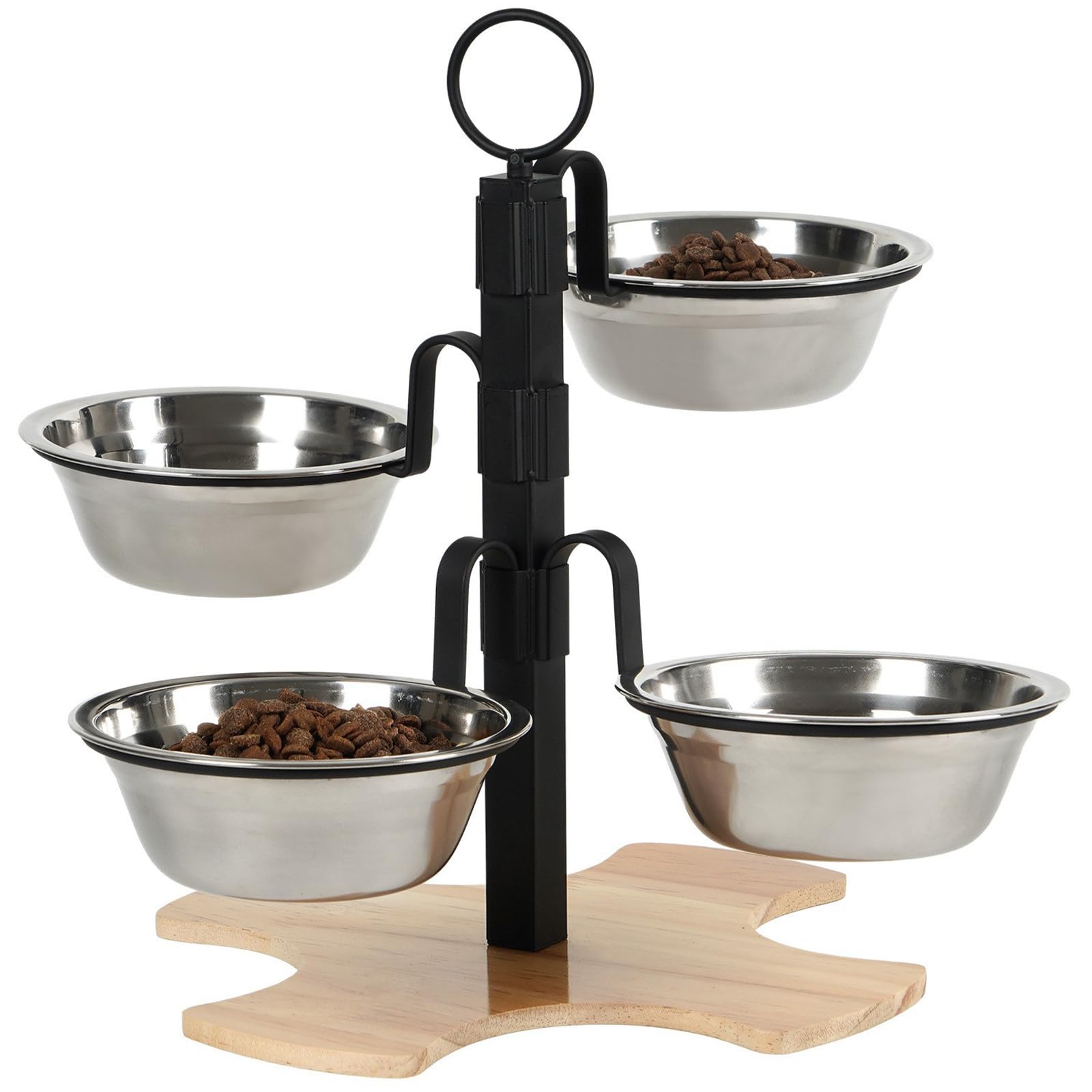 Supporto per ciotola per cani rialzato in altezza regolabile con ciotole a prova di spruzzi, base stabile per mangiare e ciotola per cibo per gatti antiscivolo facile