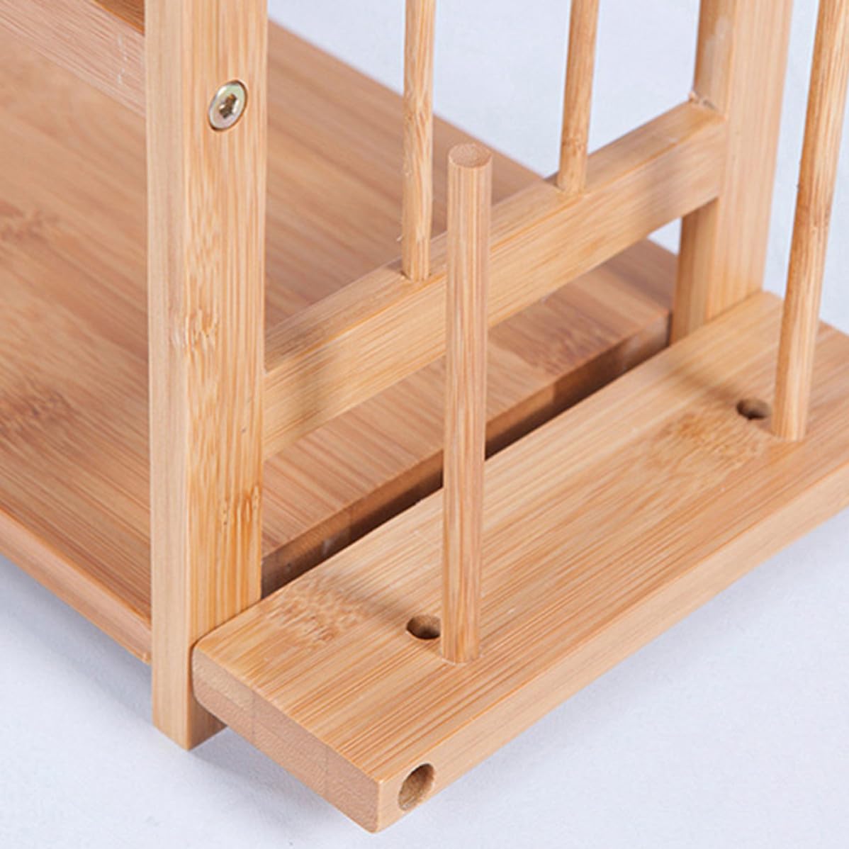 Organizador de Gabinetes de Cocina de Bambú Beige de 2 Niveles, Estante Multifunción para Condimentos y Especias, Ahorro de Espacio para Decoración de Cocina