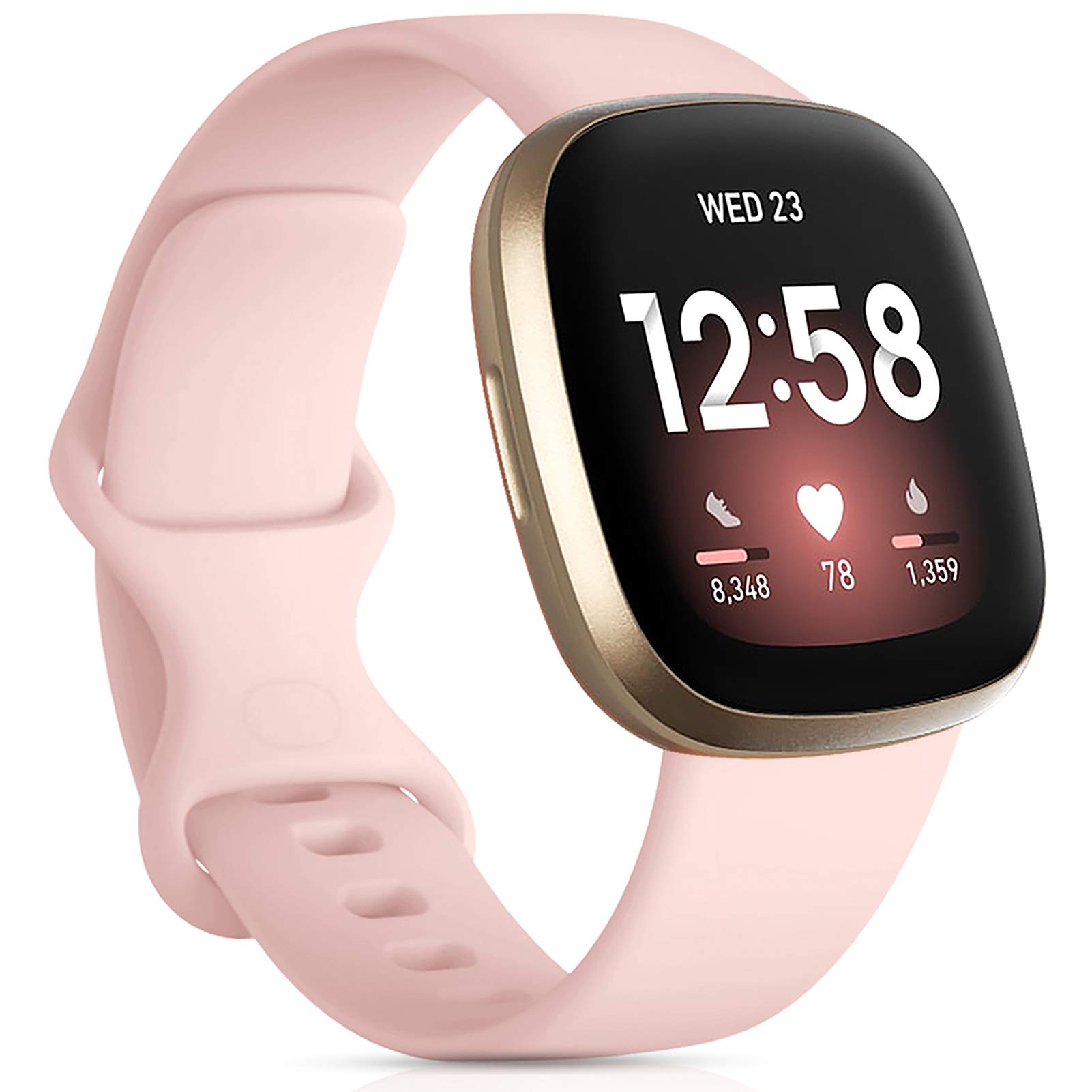 Oielai Bransoletka kompatybilna z Fitbit Versa 4 / Fitbit Versa 3 / Fitbit Sense 2 / Fitbit Sense / Versa 3 / Versa 4 / Sense / Sense 2, silikonowa, klasyczna, delikatna, dla kobiet i mężczyzn