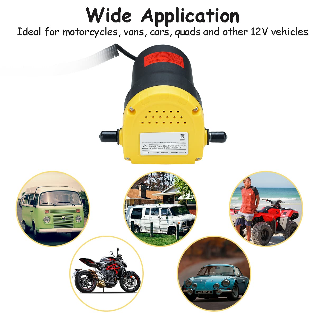 Pompa Diesel Elettrica 12V 60W Auptiz - Per Trasferimento Carburante Auto, Moto, Barche