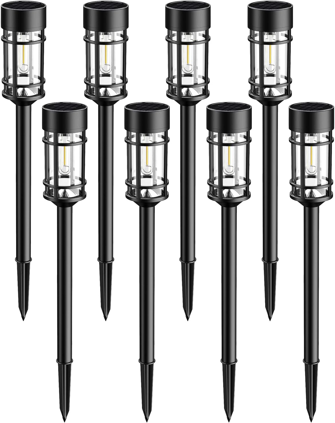 Solar Lights Outdoor Waterproof, 8 Pack 21" Solar Pathway Lights with Metal & Glass, Auto On/Off Garden Lights for Yard, Landscape, Driveway Walkway - Image 3