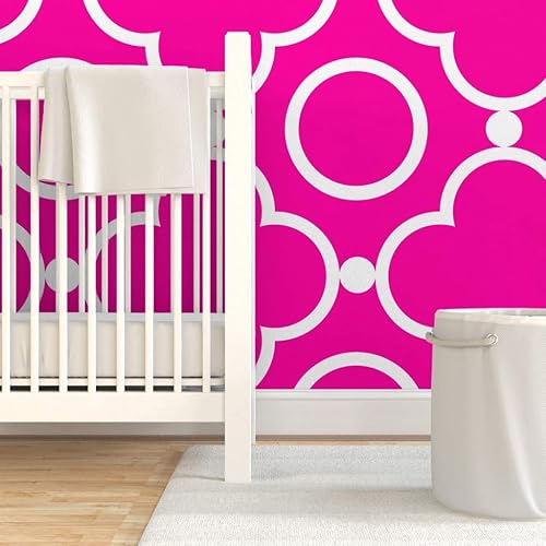 Miniatura 6 de Spoonflower Peel & Stick Wallpaper 9ft x 2ft - Lattice Pinkpop Pink Circles Tile Pop Decor Garden Custom Removable Wallpaper
