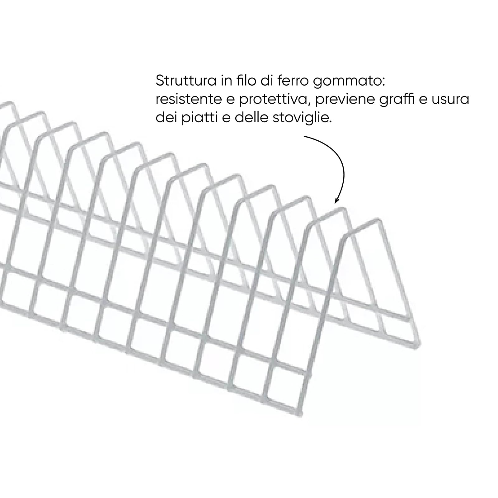 SENO & SENO Divisorio per Piattini in Filo Gommato 14 Posti – 29,5 x 9,5 x 8,2 cm – Universale per Lavastoviglie – Resistente, Sicuro, Salvaspazio, Facile da Usare e Pulire