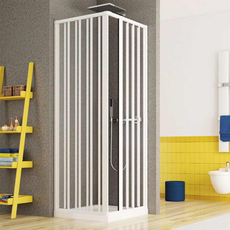 Linea Doccia | Box Doccia PVC Soffietto Estensibile 2 Lati, Apertura Reversibile, Facile Installazione, Salvaspazio, Idrorepellente, 70x110xh185 cm, Bianco