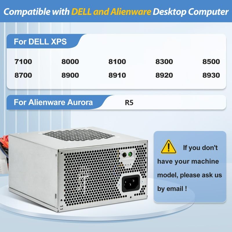 Fuente de alimentación mejorada HU460AM-01 WC1T4 D460AM-03 de 460 W compatible con Dell XPS 7100, 8000, 8100, 8300, 8500, 8700, 8900, 8910, 8920, 8930 y Ali es Auroror™ a. 3