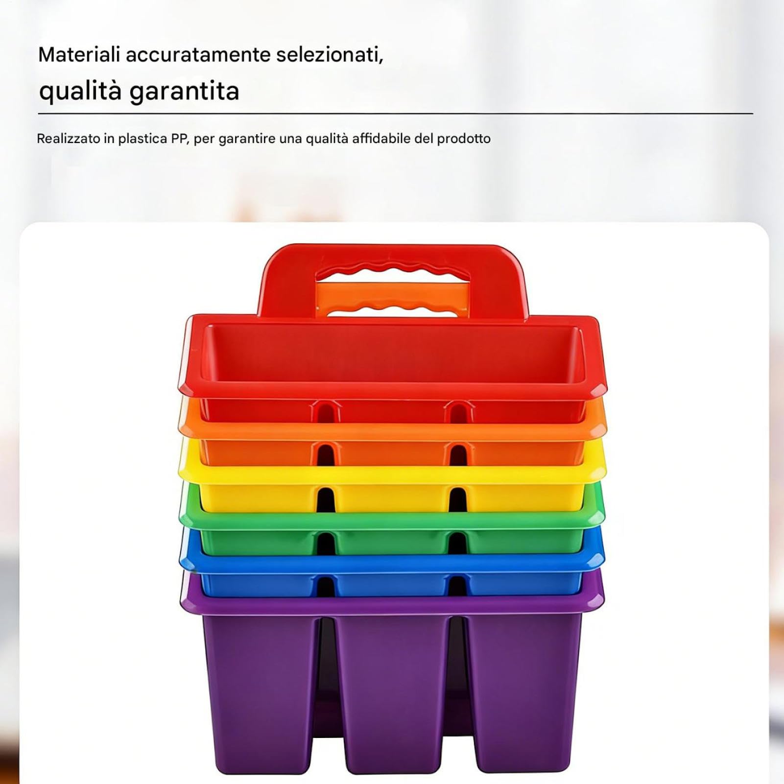 Cestino Portaoggetti da Scrivania Scomparti Multipli con Impugnatura | Cestino Da Scrivania Per Cancelleria per Penne Matite Colori Camera da Studio Studenti Bambini Ragazzi