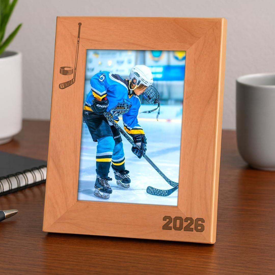 Personalized Gifts Hockey Team Frame 4x6 Hockey 2026 Photo Frame Wood Engraved 4x6 Portrait Picture Frame