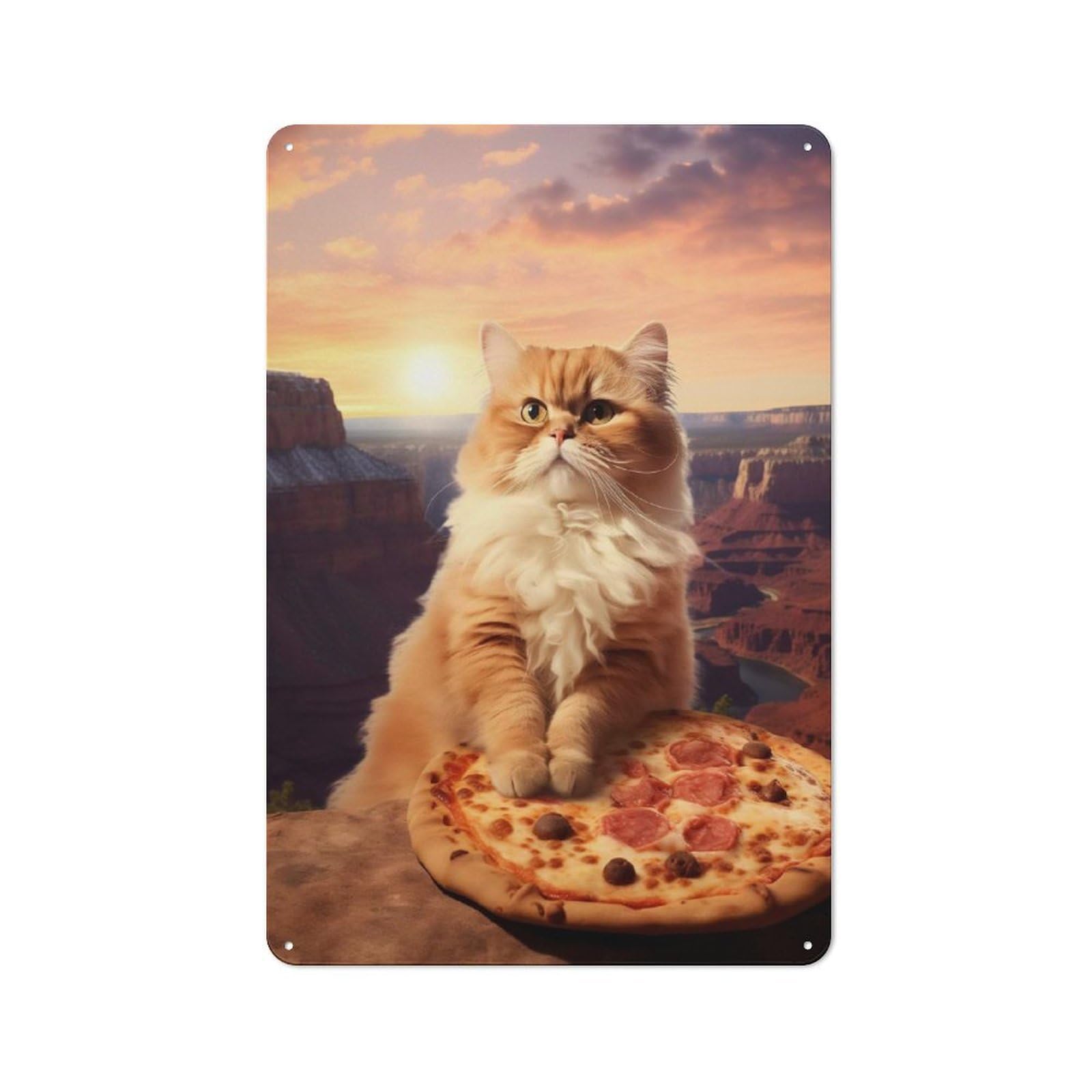 Junmoney Style-1 Decorative Tin Plaque With Sunset Pizza Break Design 30X20cm, Decorative Novelty Wall Art For Bedroom, Kitchen, Office Or Living Room