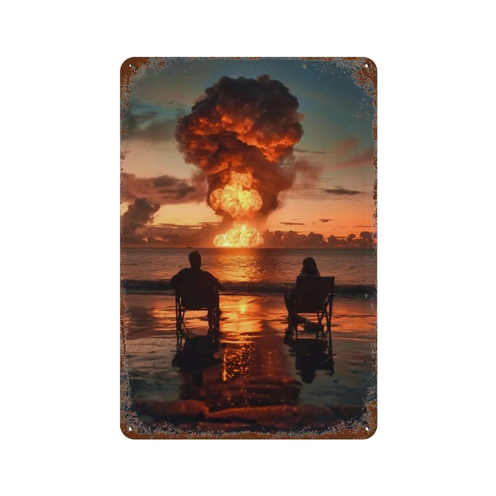 YHGERTKU Beach Apocalypse 04 Wall Art Retro Iron Vintage Metal Tin Sign Poster Modern Decor for Living Rooms Gift 30x20cm