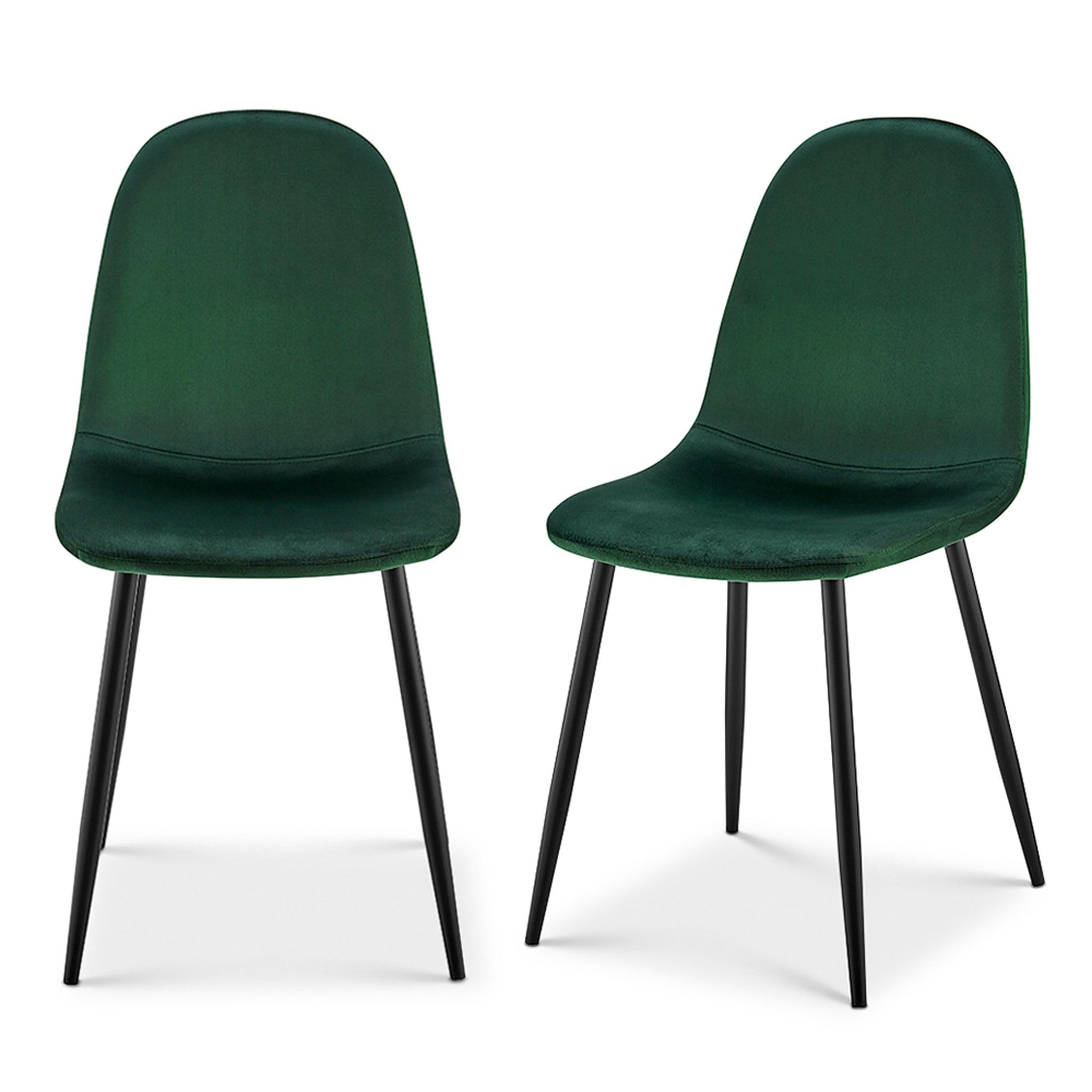 Bravich Ron Velvet Dining Chairs Set of 2, Green Fabric Dining Room Chairs, Upholstered Kitchen Chairs with Metal Legs, Low Back Modern Accent Chairs for Bedroom and Dressing Table