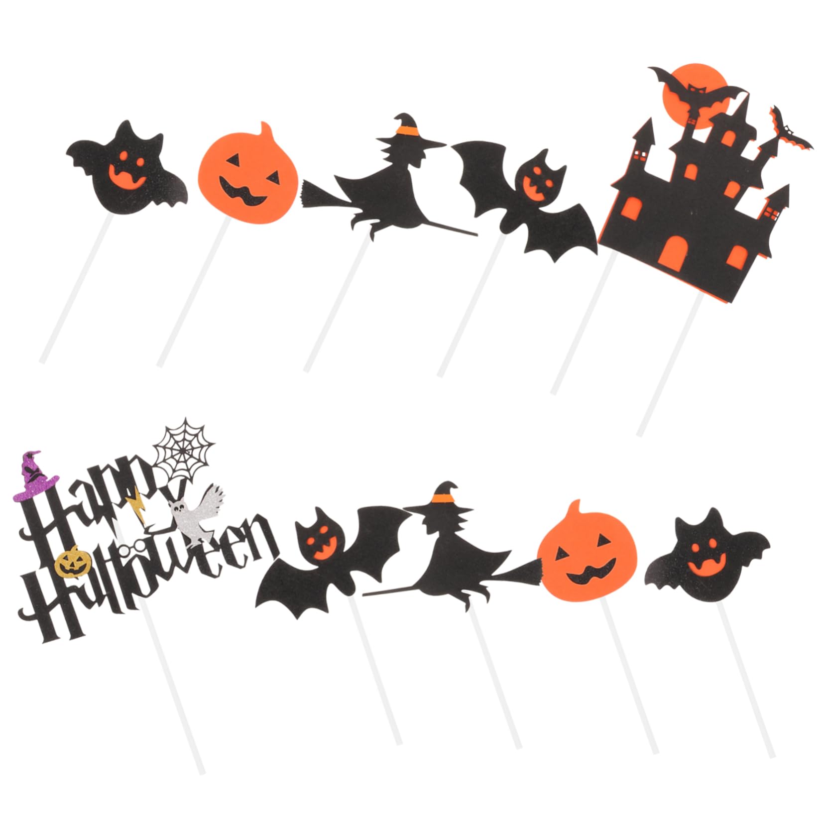 Ciieeo 10 Piezas De Calabaza Murciélago Bruja Castillo Espeluznante Adornos Para Pastel Decoración Para Cupcakes De Cumpleaños Tabla De Surf Inflable Adornos Para Cupcakes Bustos