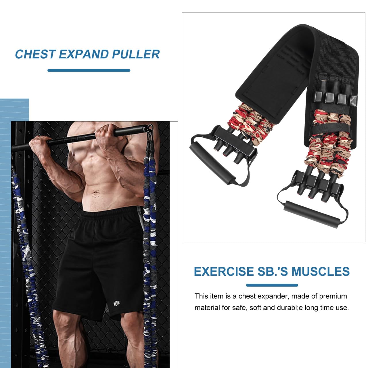 Toyvian Bande Elastiche Resistenza per Allenamento Panca e Espansione Petto Vita Imbottita in Nailon Morbido per Fitness e Body Building