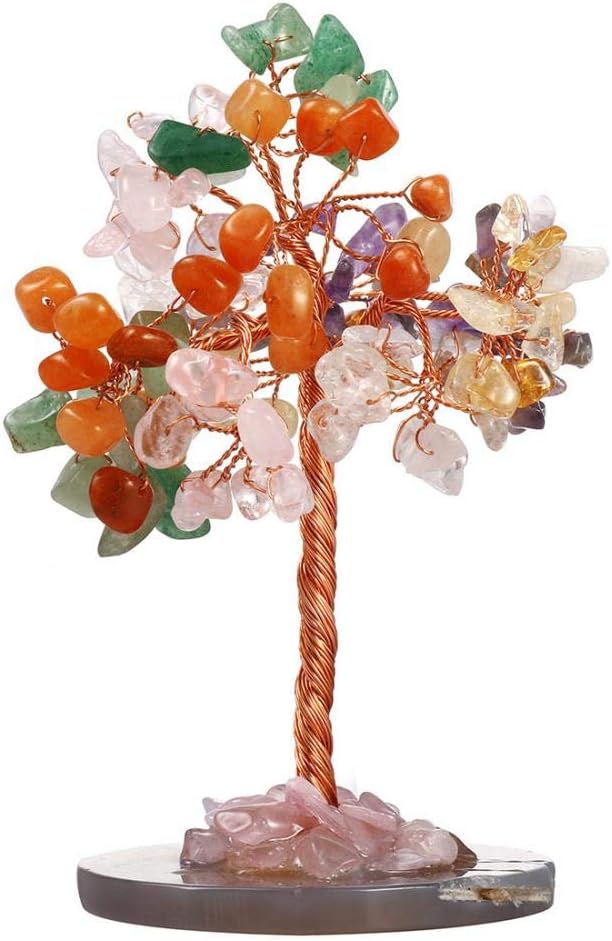 jessie Crystal Feng Shui Money Tree Healing Money Tree Lucky Tree for Home Office Decoration (7 Color)