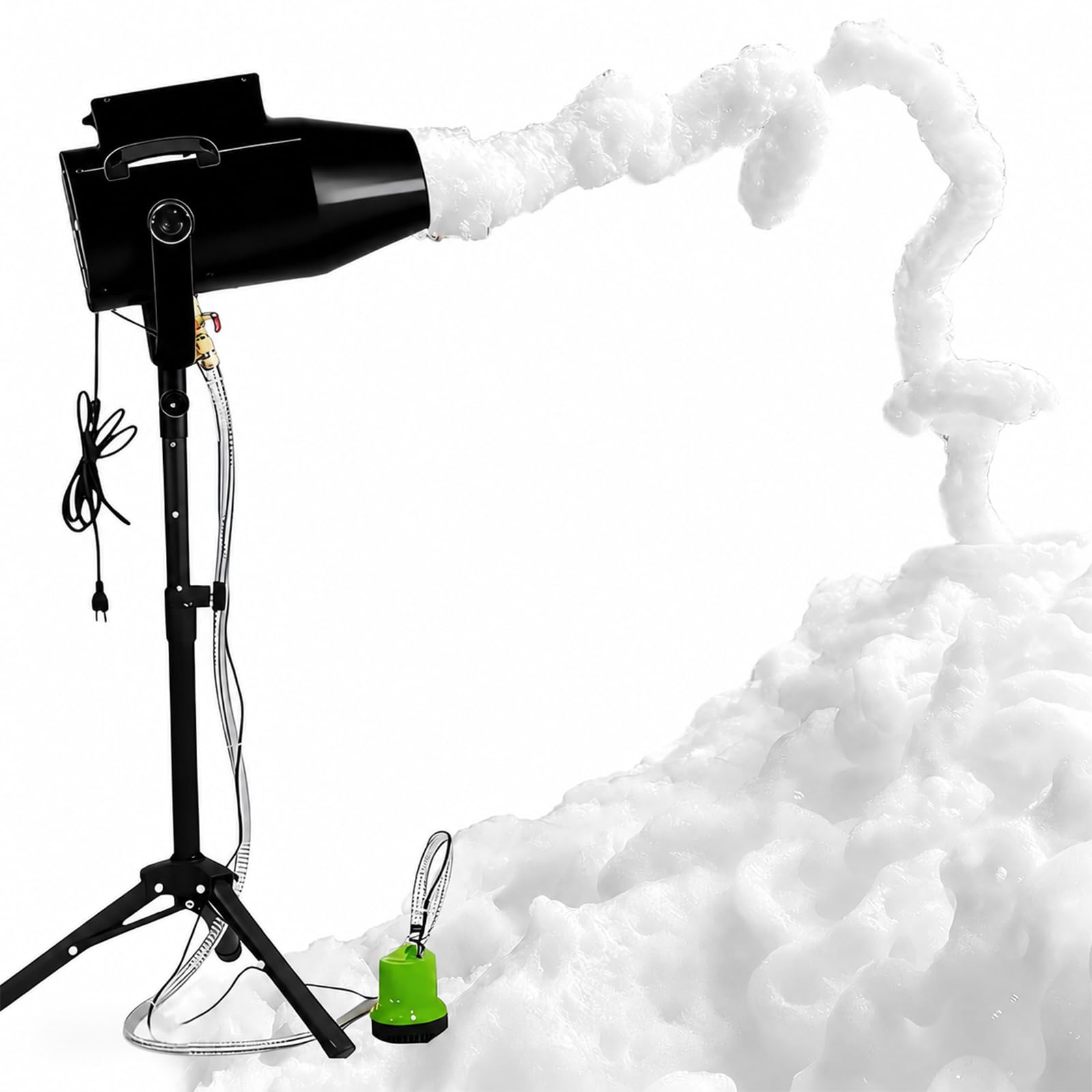 SHUMIAO Foam Machine for Parties 1000W, Jet Foam Maker with Stable Tripod Stand & Water Pump, Adjustable Shooting Angle, Long Range for Summer Pool Parties, Outside Events, Birthdays