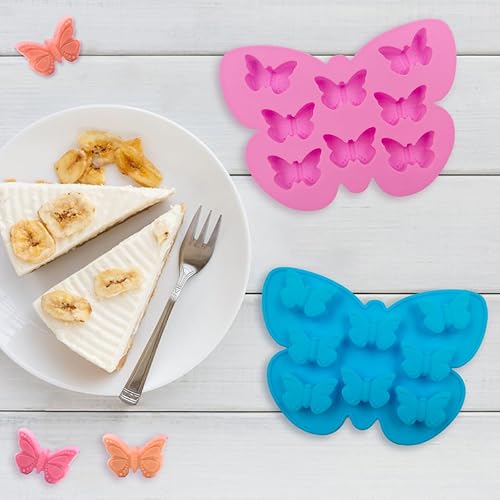 Miniatura 9 de YuCool 3 moldes de silicona para chocolate con mariposas, molde de caramelo antiadherente con forma de mariposa, rosa, azul, morado