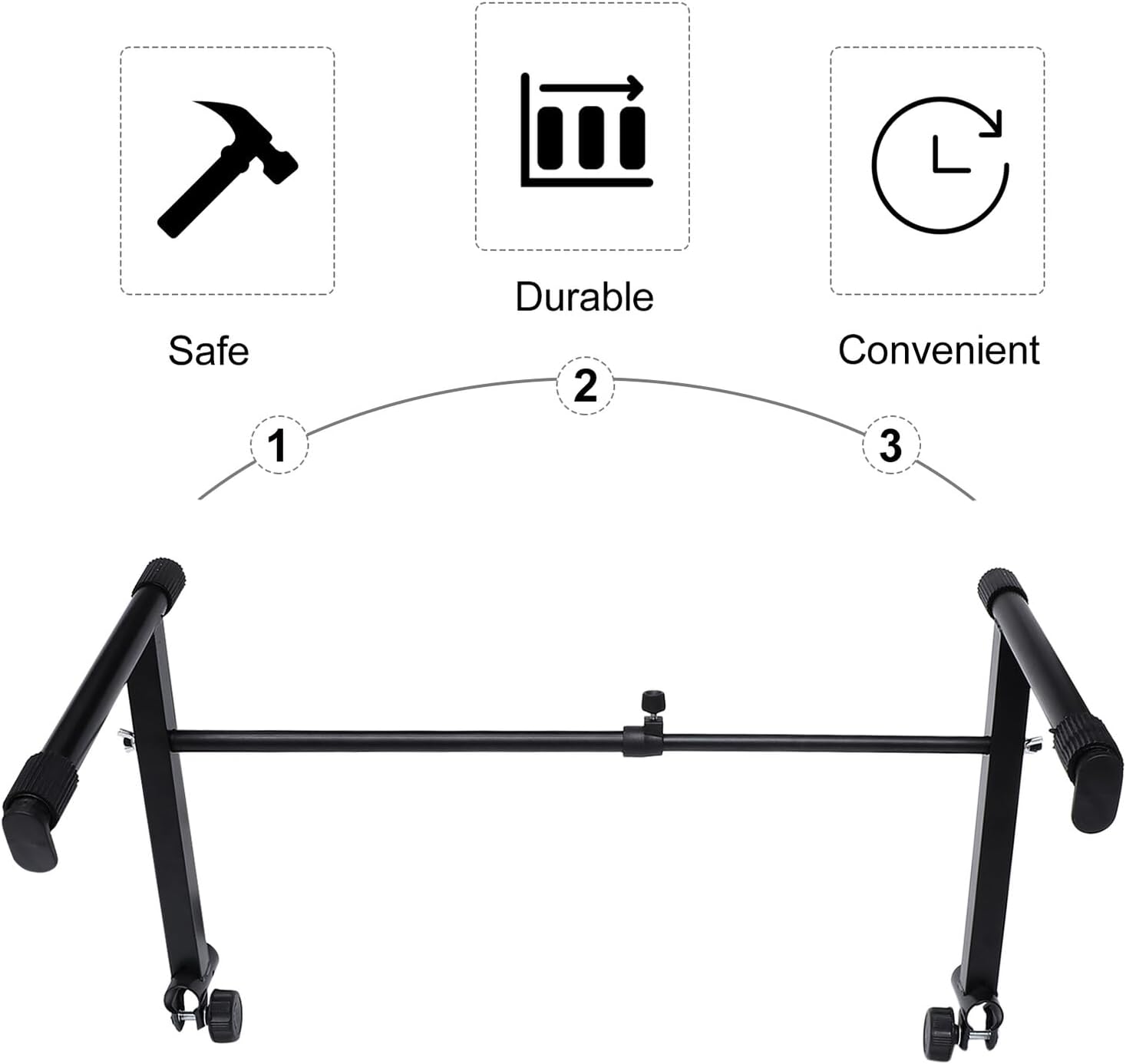 Kisangel Double Braced Keyboard Stand for Digital Pianos Iron Electronic Piano Rack with Rubber Feet for Stability Lightweight and Portable Music Stage Performance Bracket