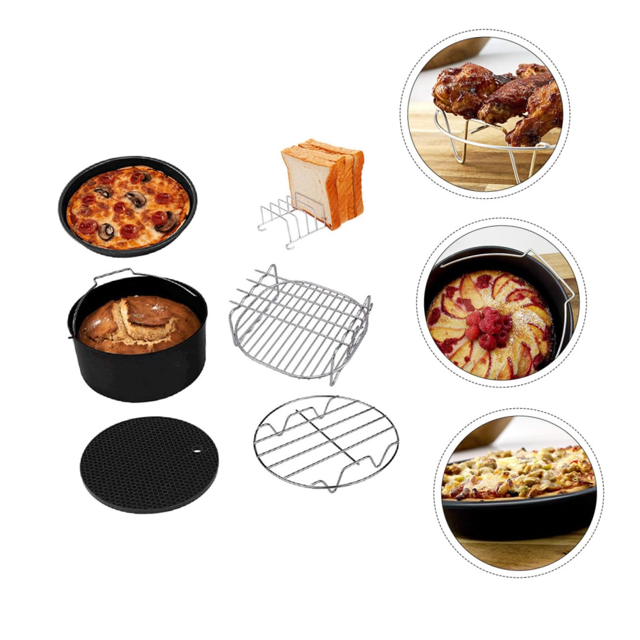 BESPORTBLE 6 Stück Teiliges Airfryer Zubehör Backformen aus Umweltfreundlichem Material Antihaftbeschichtete Kuchen Pizzakörbe Hitzebeständig Passend für Heißluftfritteusen