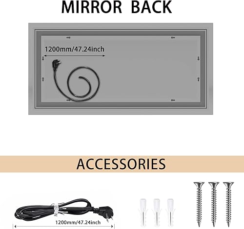 Miniatura 5 de Espejo de dormitorio con iluminación ajustable LED, iluminación RGB que cambia de color, espejo de longitud completa, función de memoria de