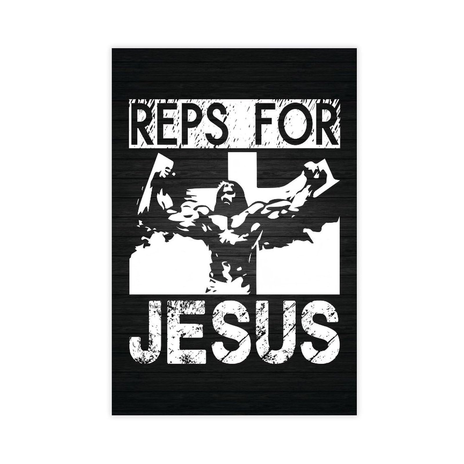 Piank Reps For Jesus Gym Motivational Print Sign Room Decor Inspirational Posters Wall Art 16X24inch(40X60cm)