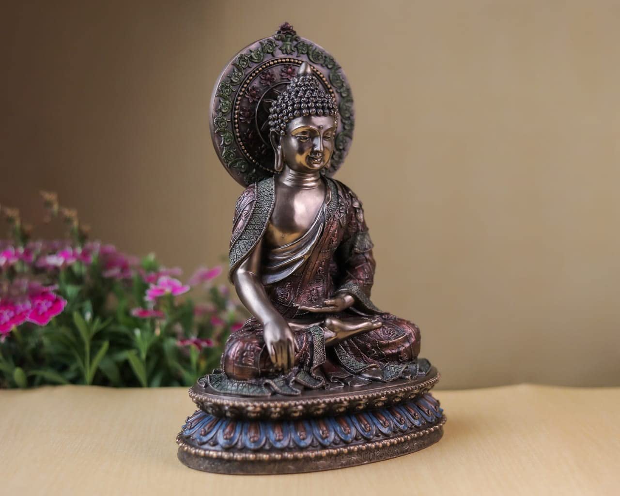 Ídolo de Buda, 27 CM Big Bonded Bronze Earth Witness Shakyamuni Buddha Statue, Siddharth Gautam, templo budista sala de meditación