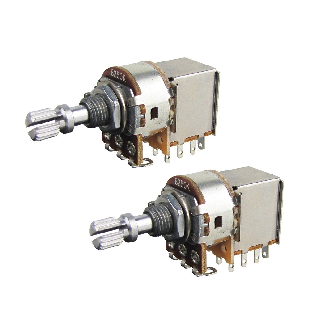 FLEOR B250K Push Pull Potentiometer Audio Cone Pots 15mm Short Split Shaft For Electric Guitar Control Switch Parts 2 Pack