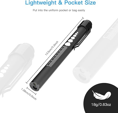 Miniatura 7 de COSOOS 2 luces recargables con medidor de pupila y regla, mini lámparas LED para enfermeras y médicos, luz cálidablanca con clip, linterna