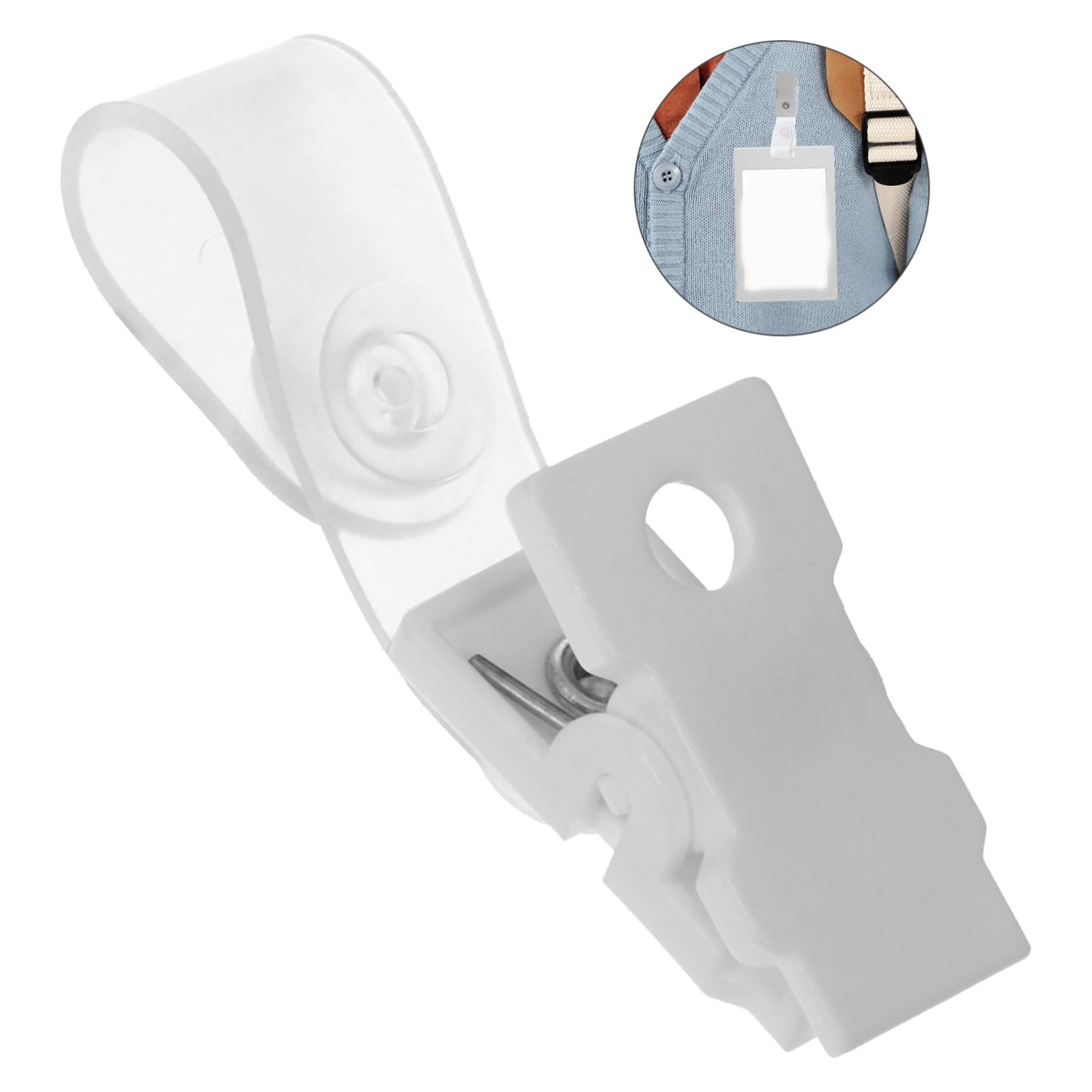 HOMSFOU Clip per Badge in Plastica Piccola, Porta Targhette Identificative Resistente, Set da 100 Pezzi, Clip per Tessere e Carte D’identità, Accessorio Ufficio e Lavoro
