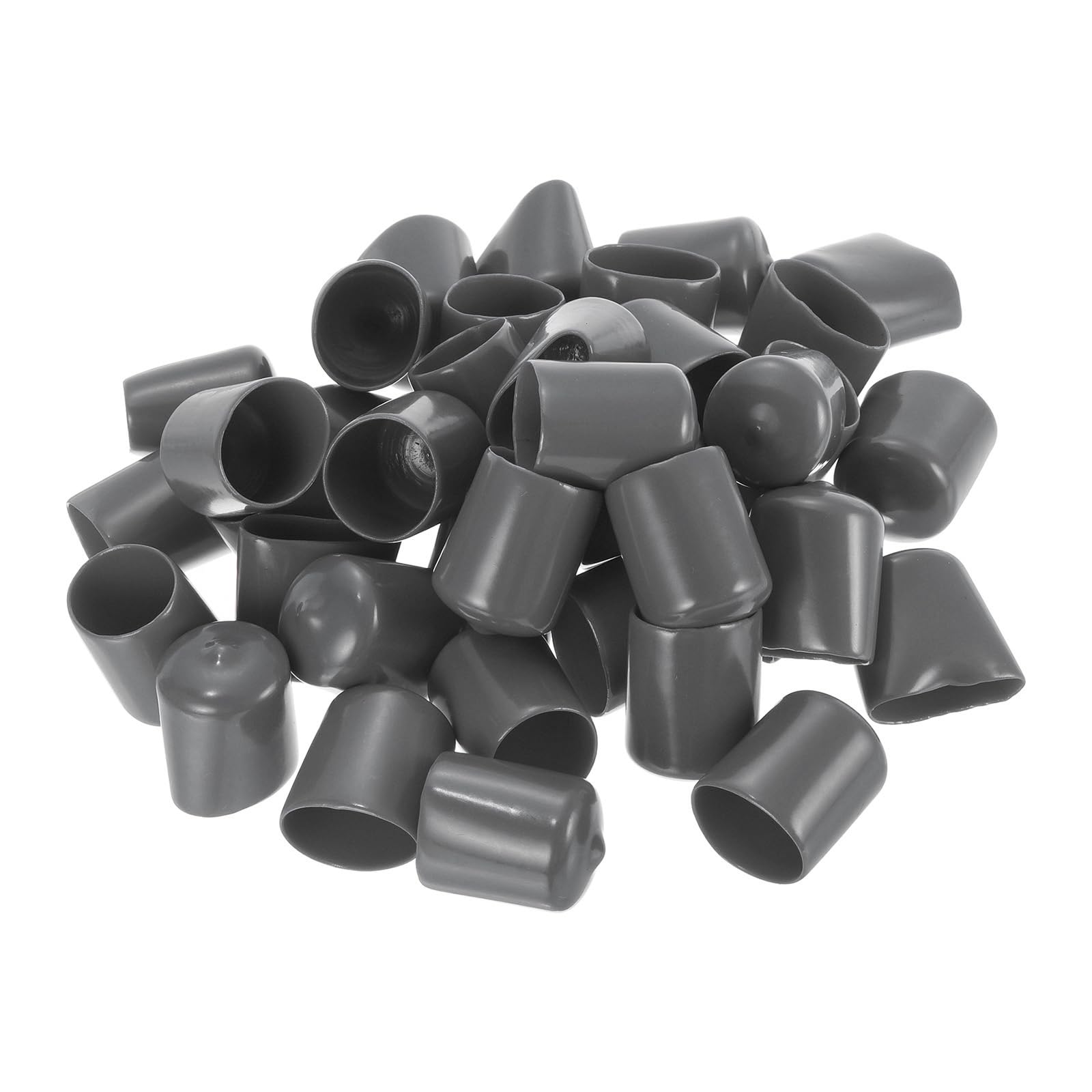 uxcell 100pcs Rubber End Caps 20mm ID Vinyl PVC Round Tube Bolt Cap Cover Screw Thread Protectors Dark Grey