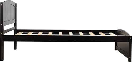 Miniatura 6 de Harper & Bright Designs Base de cama individual, plataforma de madera con cabecera y estribo, soporte de listones de madera, no necesita somier,