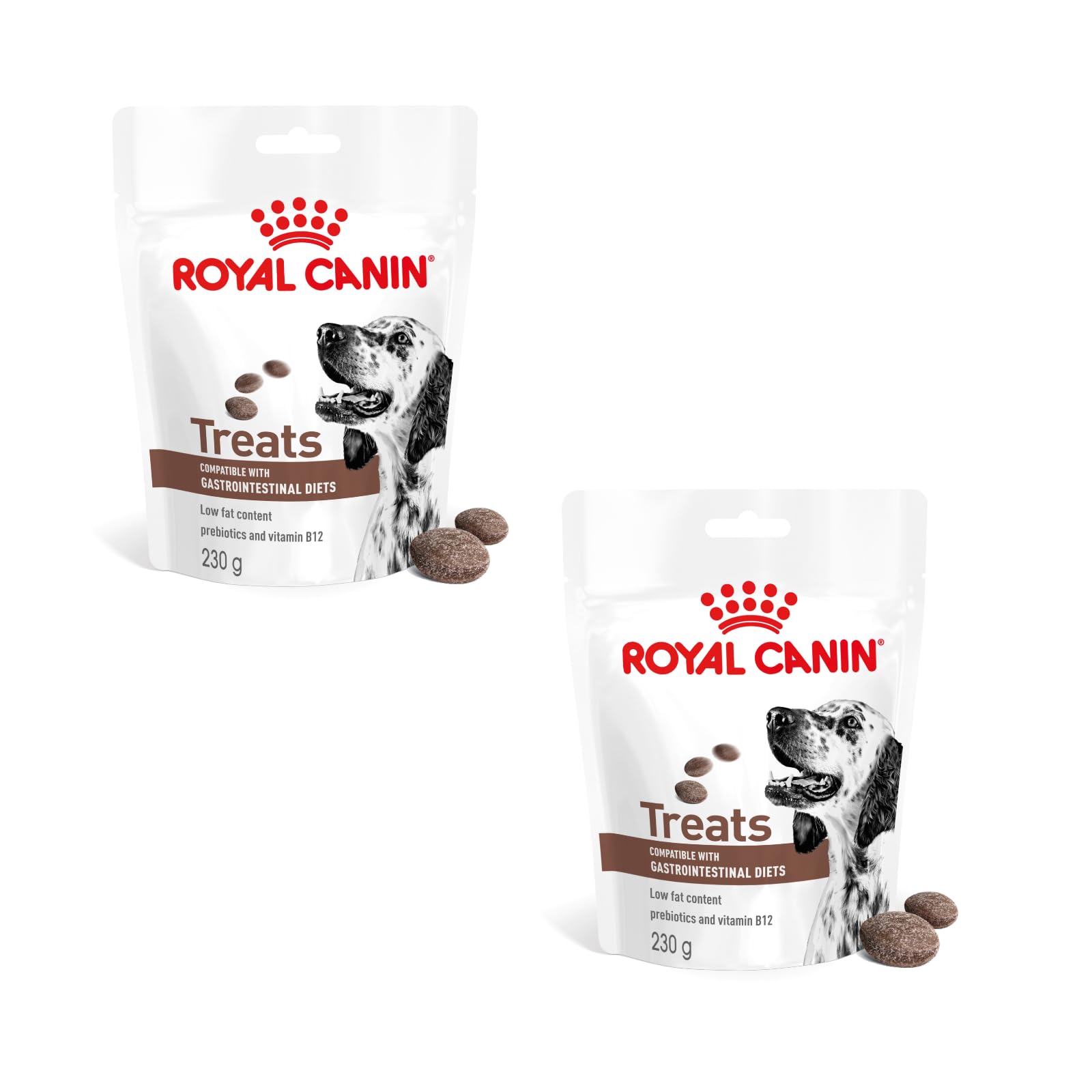 Royal Canin Vet Gastrointestinal Treats | Twin Pack, 2 x 230g | Low Fat Adult Snacks for All Dog Sizes and Breeds | Resealable Bag