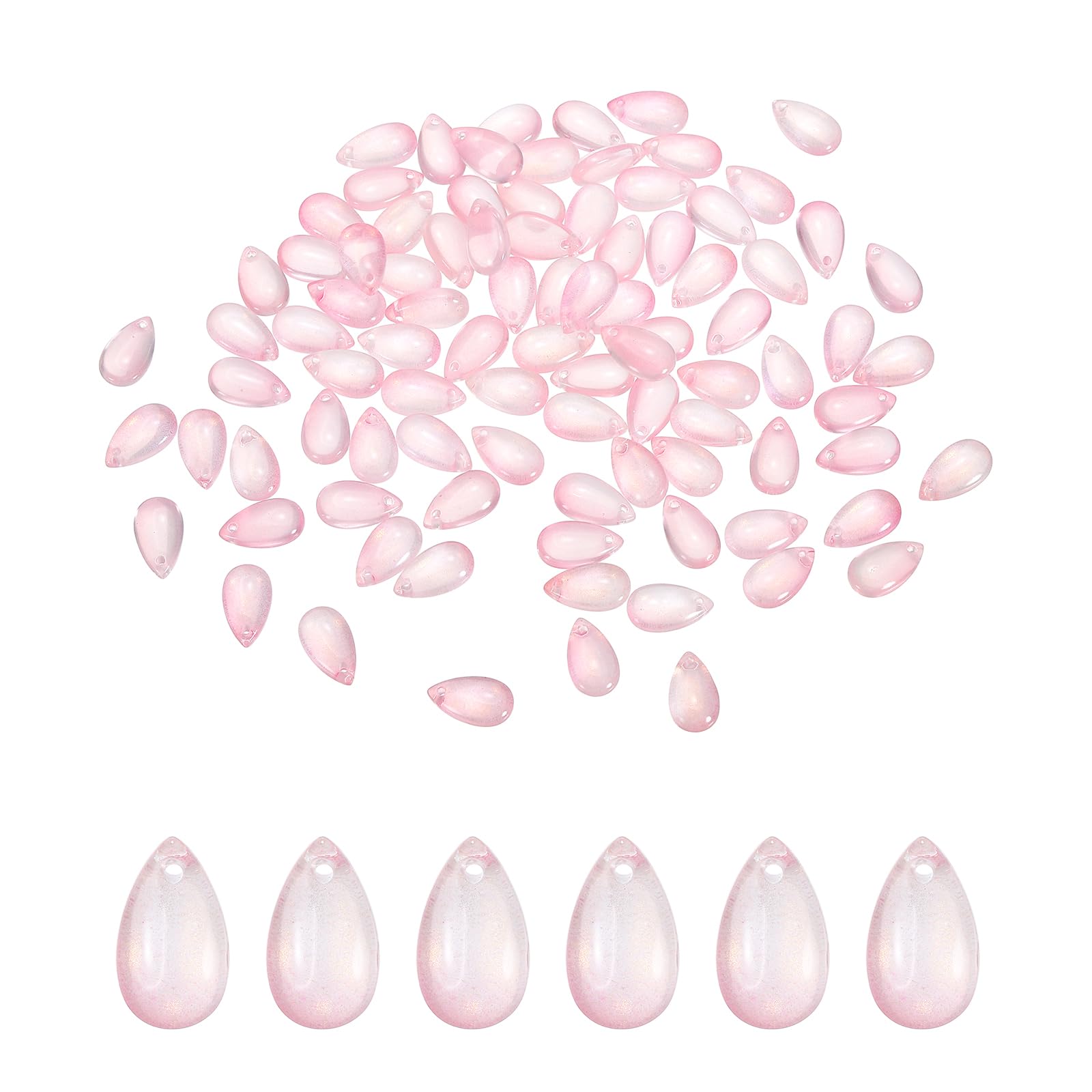 sourcing map 200 Pcs Teardrop Crystal Glass Beads, 8x14mm Teardrop Glass Charm Pendants Water Drop Beads Top Drilled for Jewelry Making DIY Craft Bracelets Necklace, Translucent Gold