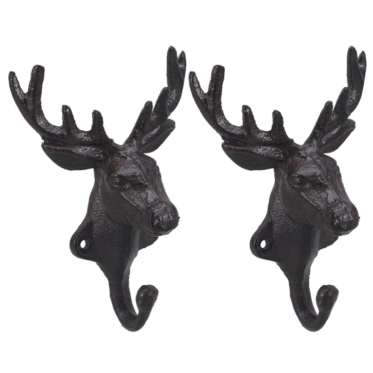 Patère tête de cerf fonte vintage murale 2pcs forte charge