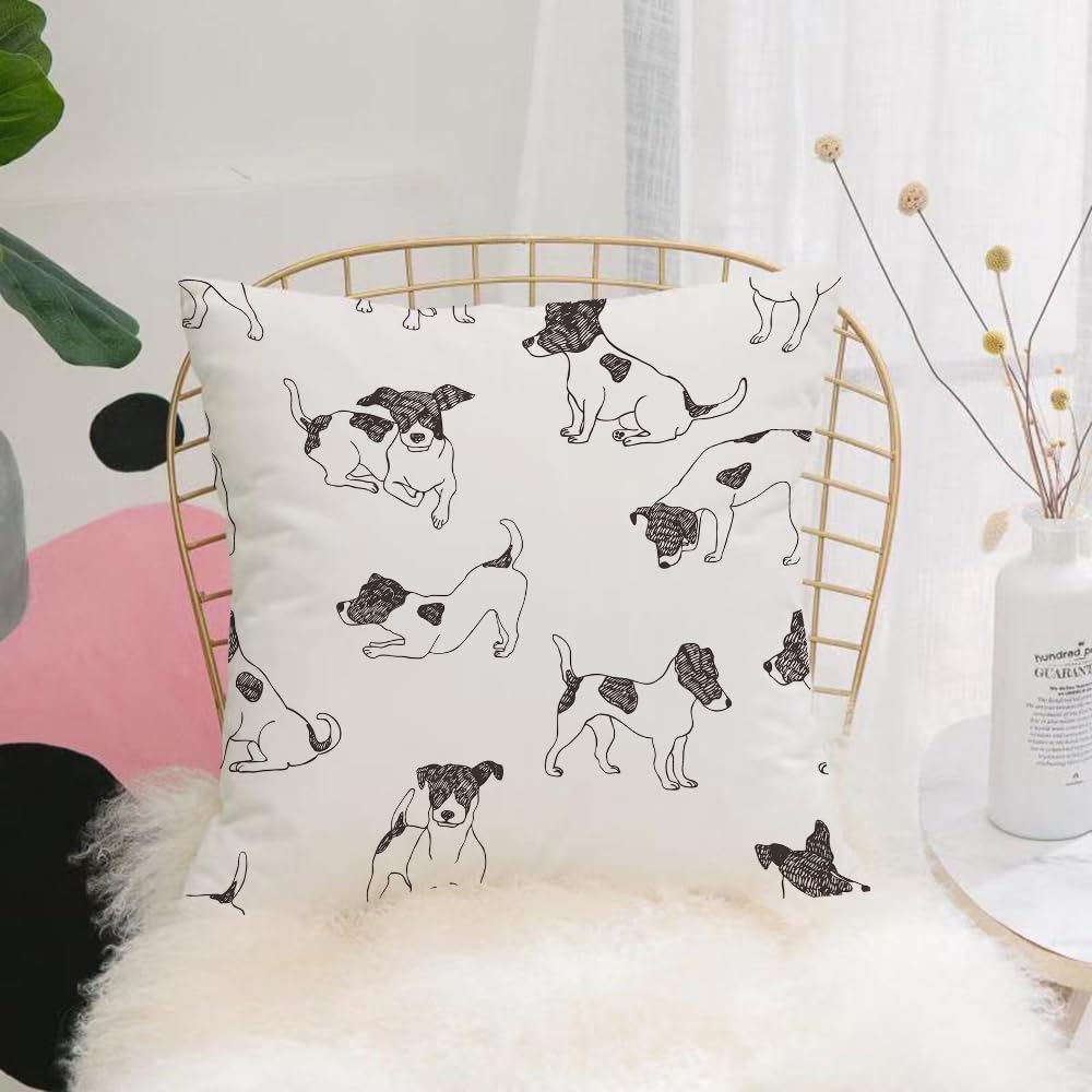 HYMSXW Cushion Cover,Throw Pillow Case Home Decorative for Living Room Bedroom Sofa Chair 20X20 Inch,Dog Lover,Sketch Style Hand Drawn Jack Russell Terrier Doodles in Various,Pillowcase 50X50cm