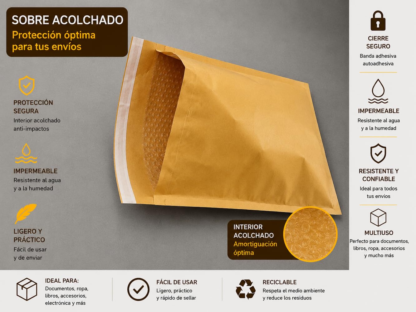 Pack de 600 Sobres Burbuja Acolchados Blancos 200 x 275 mm D/4 – Protección Antigolpes para Envíos Seguros, Embalaje Profesional para Tiendas Online, Logística y Ecommerce