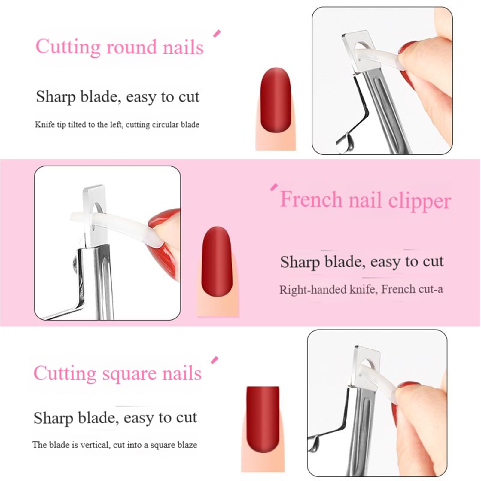Taglierina unghie in acciaio inossidabile Clipper punta unghia U Tabelle acriliche Cutter Manicure Tool
