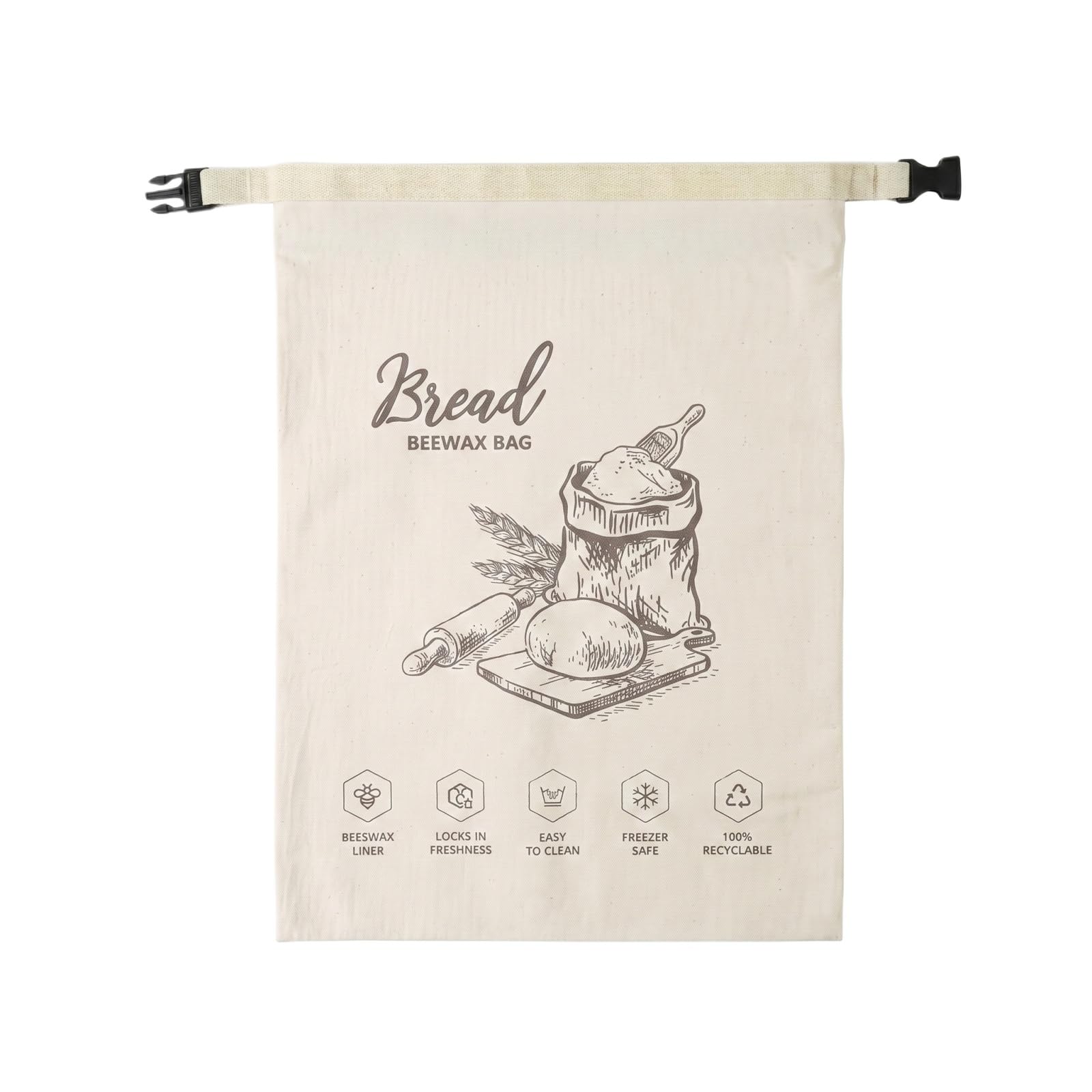 Bolsa de pan de algodón XL para conservar hogazas caseras frescas en la cocina familiar