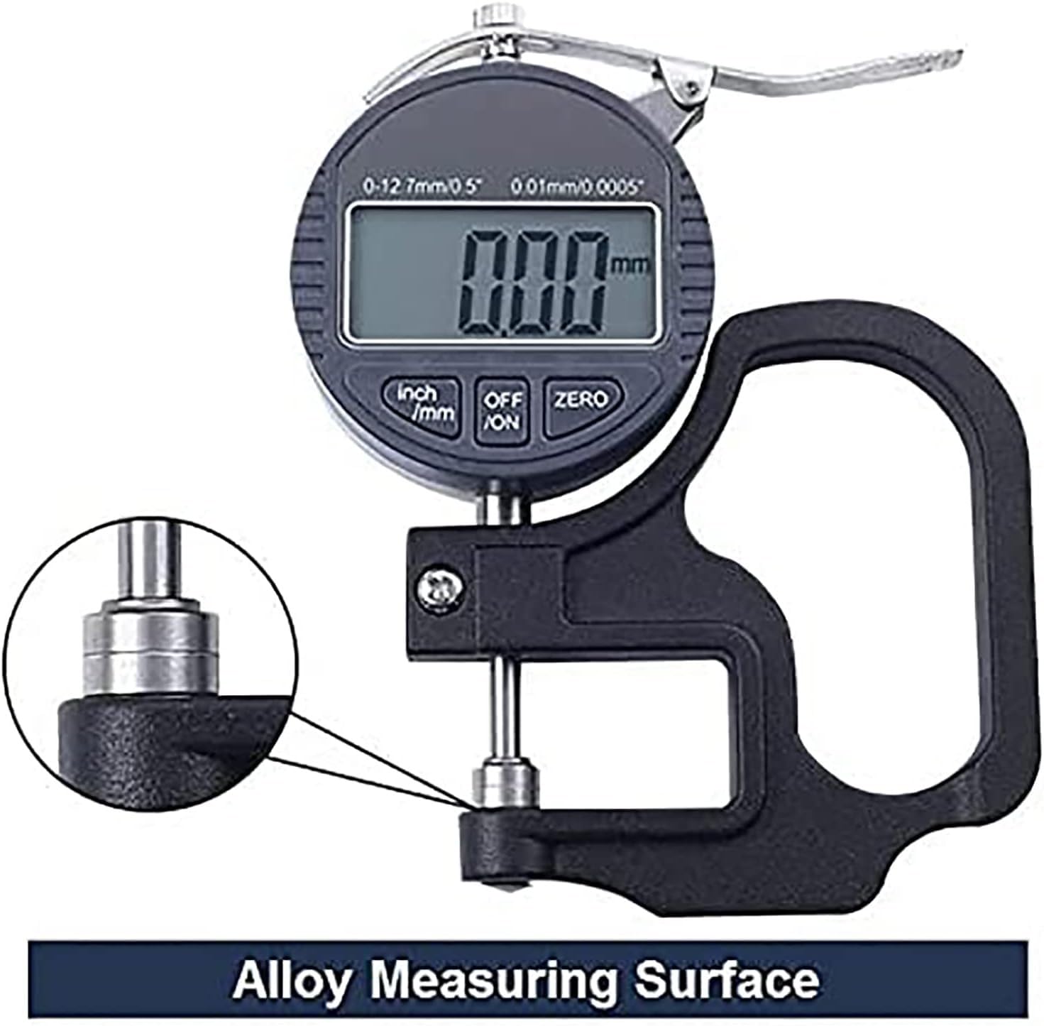 Medidor de espesor micrométrico de porcentaje digital de 0,001 mm, medidor de espesor de calibrador digital de cabeza plana, herramientas de medición de papel de cuero con cable de película(0-10mm)