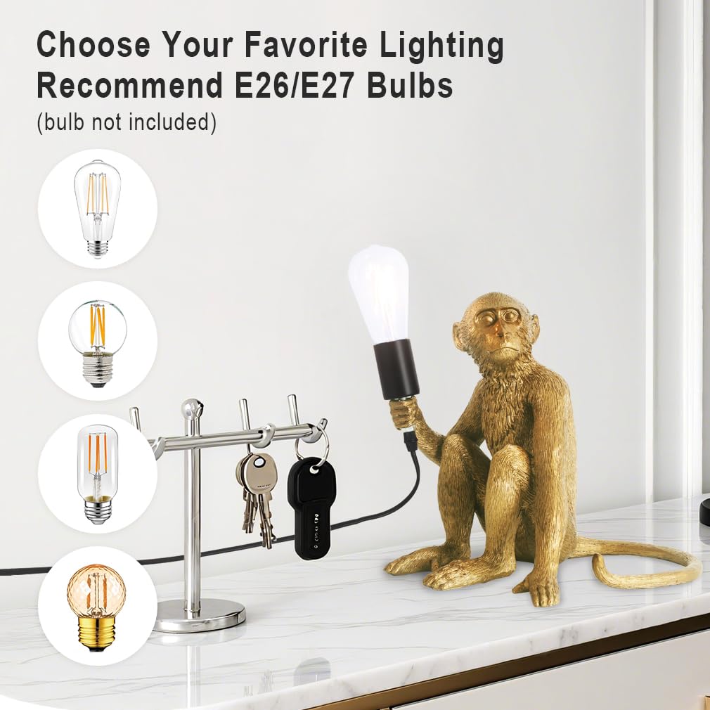 Affe Niedlich led lámpara de mesa mono dorado Nachttischlampe für Schlafzimmer,Creativa resina animal lámpara de escritorio,divertido monje lámpara para la decoración del hogar,mono regalo,E27 Sockel