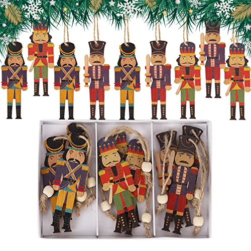 Jodsen Weihnachtsbaumschmuck,9Pcs Nussknacker Holzanhänger...