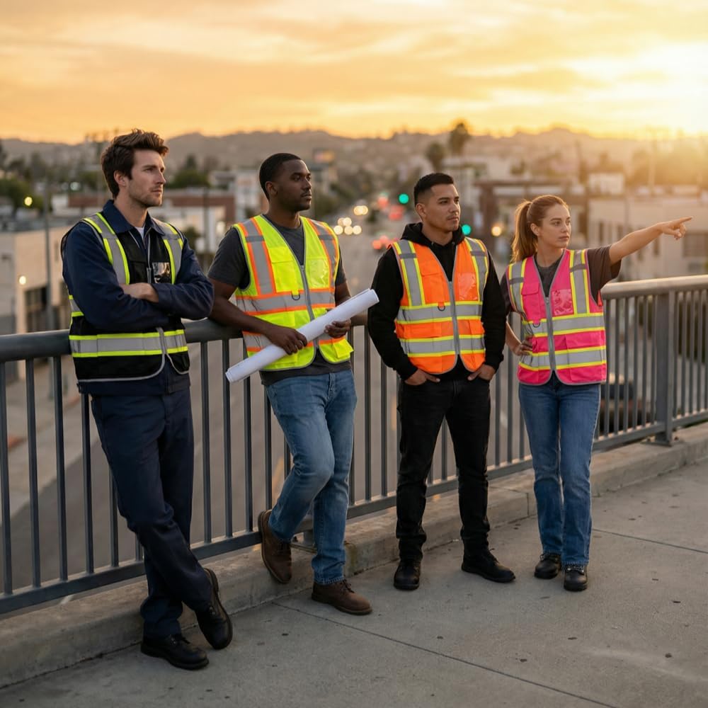 Reflective Safety Vest, High Visibility Work Vest for Men Women with 8 Utility Pockets, Zipper & Breathable Mesh