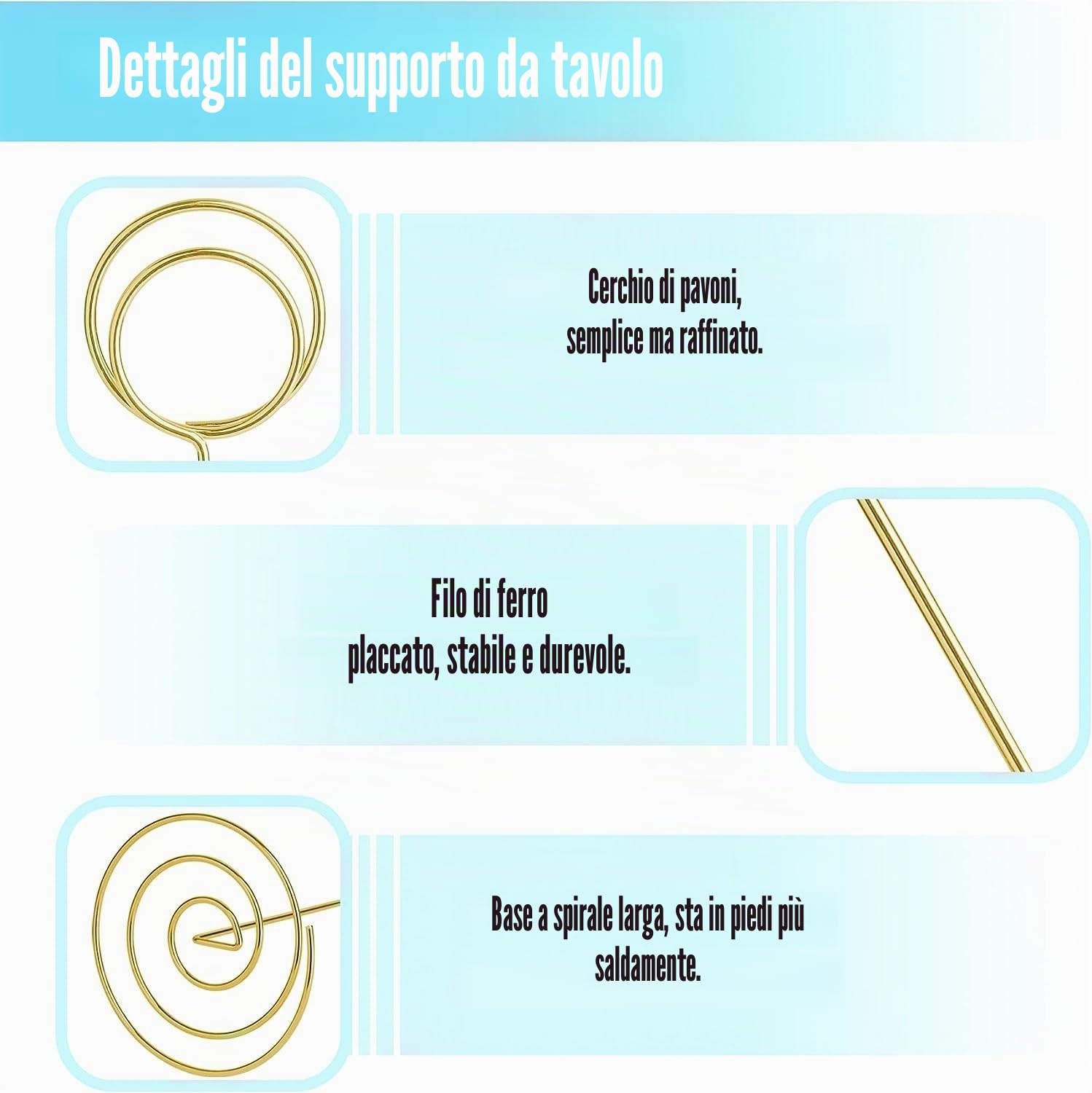 LATERN 12 Pezzi Portanumero da Tavolo, 22CM Porta Segnaposto Alto Supporti per Foto in Filo Metallico per Luogo Menu Promemoria Nomi Carte in Matrimonio Festa Laurea Ristorante Casa Ufficio (Oro)