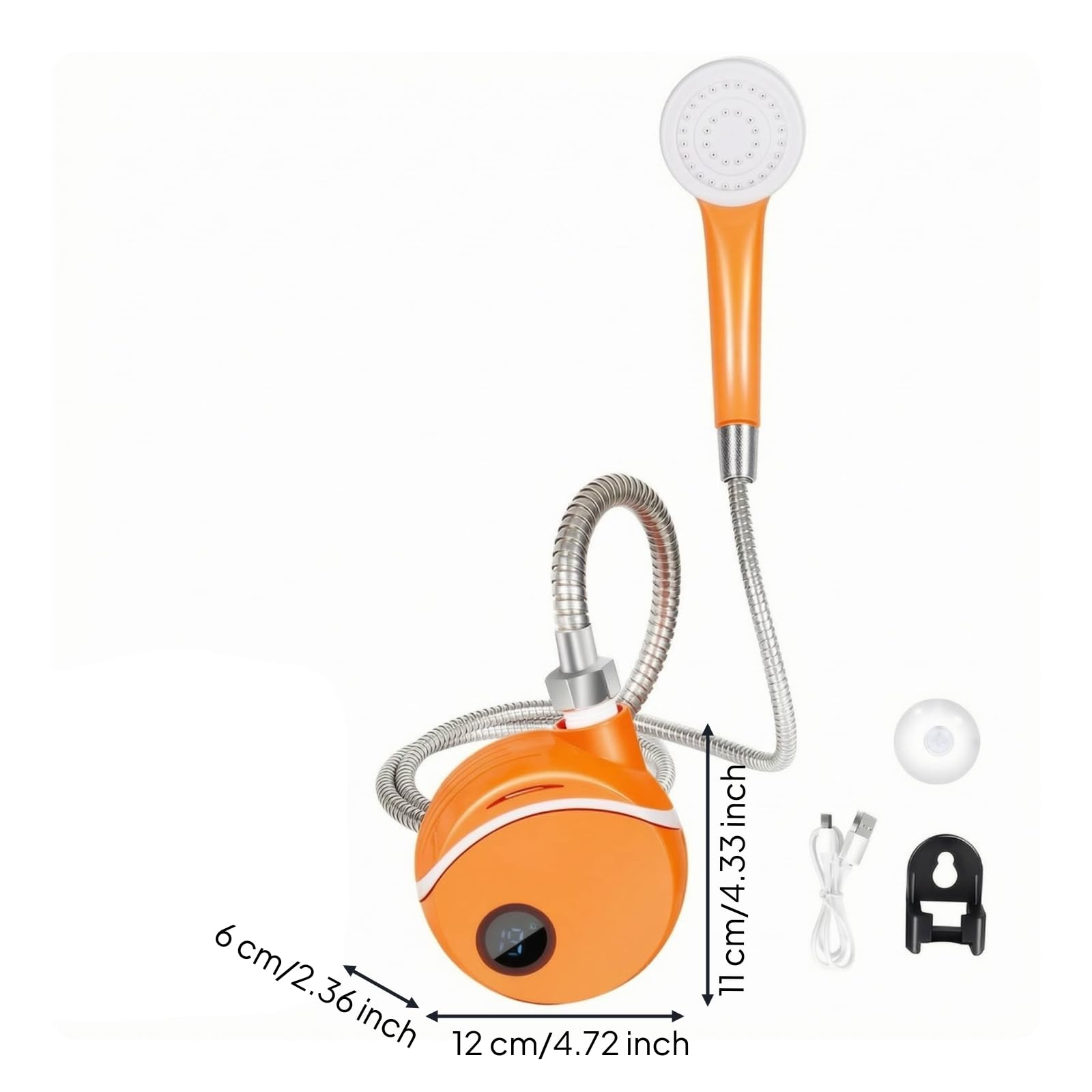Harilla Ducha Portátil con Bomba Impermeable IPX7 Ducha Portátil con Cabezal Redo Compacta para Acampada