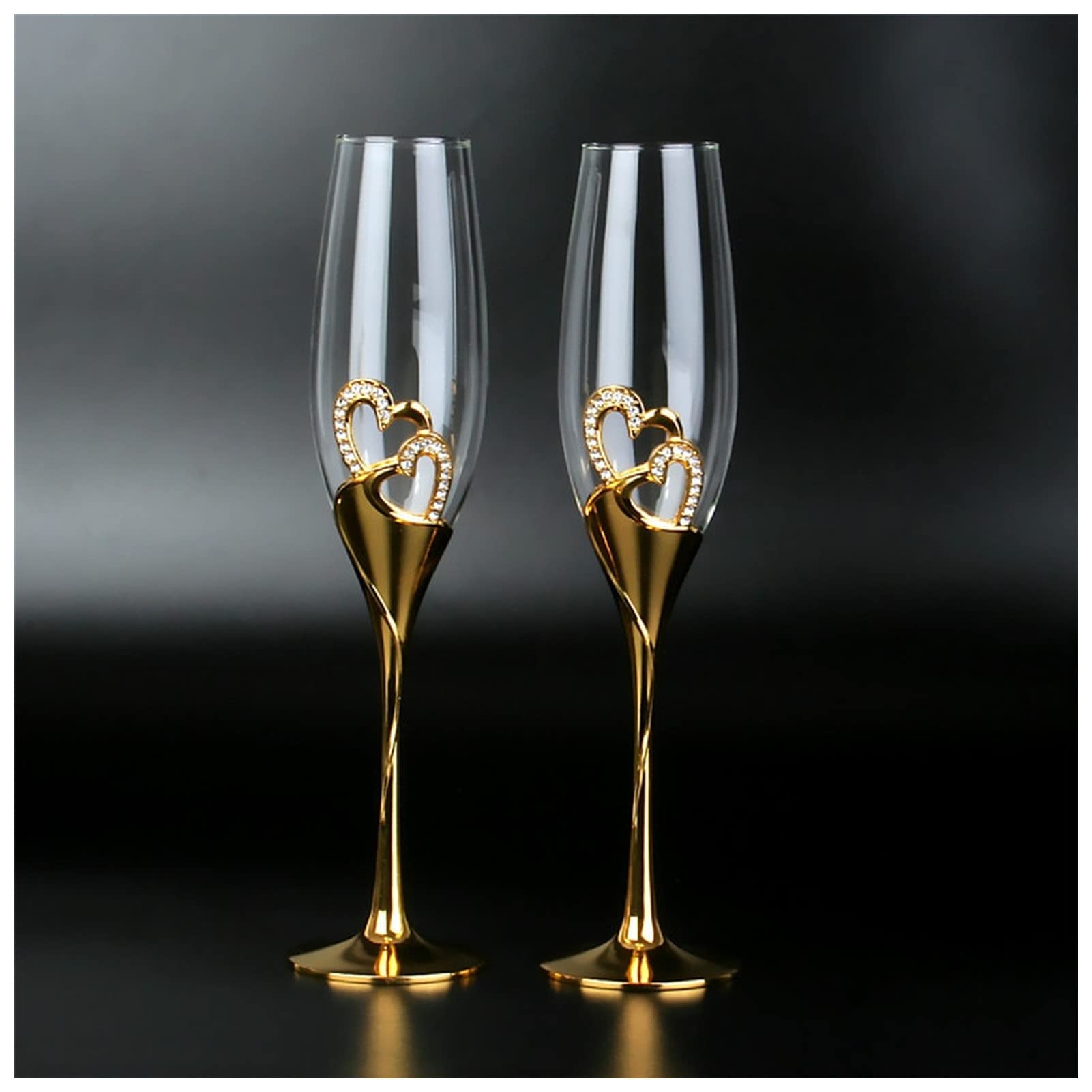 Copas De Vino Personalizadas 2 UNIDS / SET CRISTAL DE BODA CHAMPA DE CHAMPAGNES GRUTOS DE METAL DE METAL DE ORO COMPLETOS DE VINOS DE VINOS DE COBILLOS DE POSITIVOS Partidos Regalos de San Valentín 20