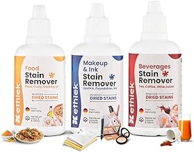 Ethiek | Stain Removal Specialist Kit | Works on Chutney, Haldi, Chocolate, Curry, Ball Pen, Ink, Foundation, Lipstick, Coffee, Tea, Wine, Juice Stains, Set of 3 Bottles (Combo (50 ml X 3))